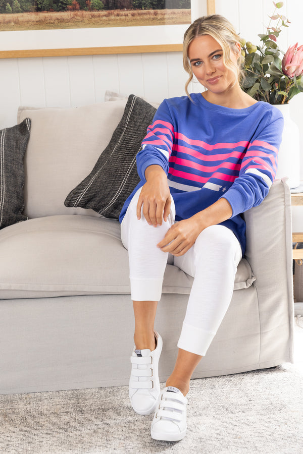 Sandy Sweater - Cobalt/Stripes/Stars