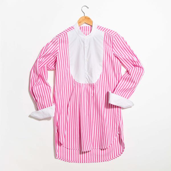Pink/White Crosby Contrast Bib Bold Stripe Shirt