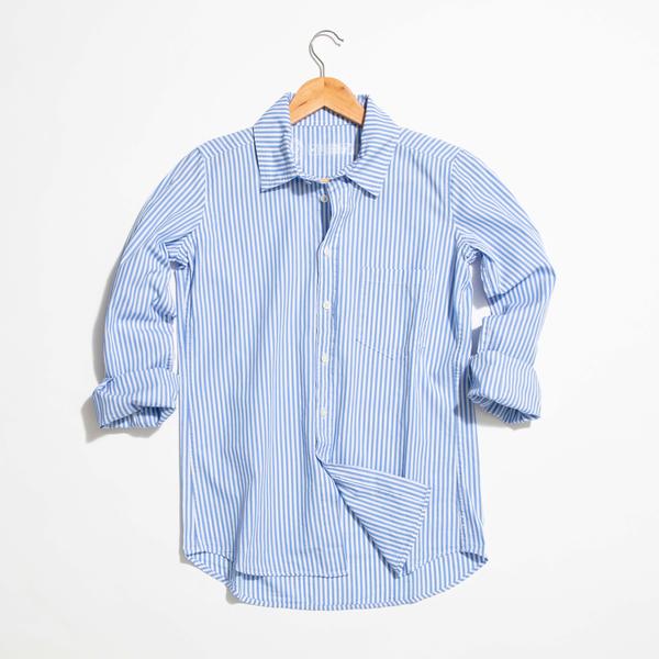 Franklin Menswear Stripe Cotton Shirt - Sky/White